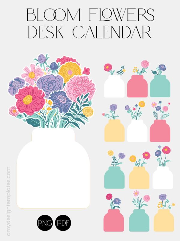 Free DIY Blank Floral Desk Calendar Printable: Perfect for Hand-Cut & Machine-Cut Crafts Free DIY Blank Floral Desk Calendar Printable: Perfect for Hand-Cut & Machine-Cut Crafts Amy Design Templates