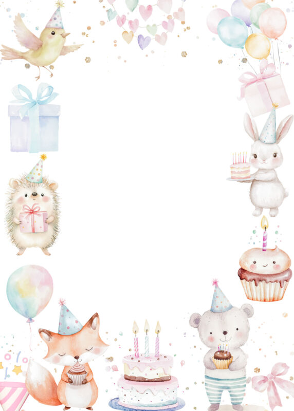 Free Blank party animal birthday invitation Card printable Templates Amy Design