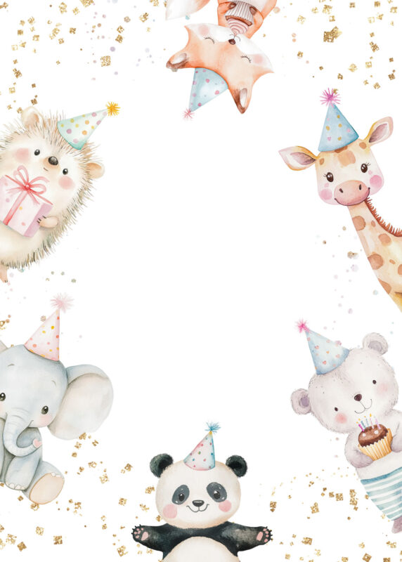 Free Blank party animal birthday invitation Card printable Templates Amy Design