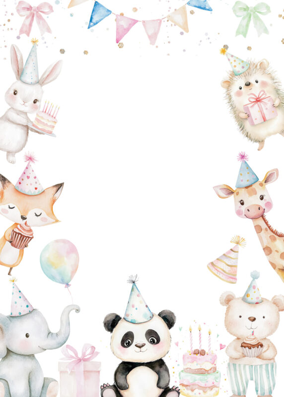 Free Blank party animal birthday invitation Card printable Templates Amy Design