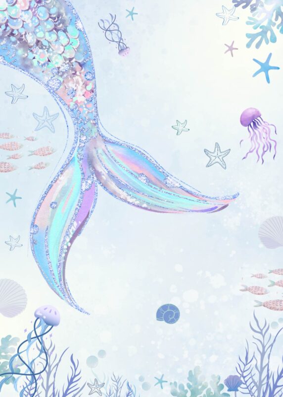 Free Mermaid Birthday Party Invitations Background Blank Card