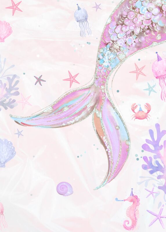 Free Mermaid Birthday Party Invitations Background Blank Card