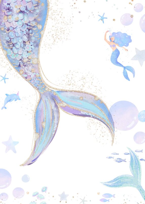 Free Mermaid Birthday Party Invitations Background Blank Card