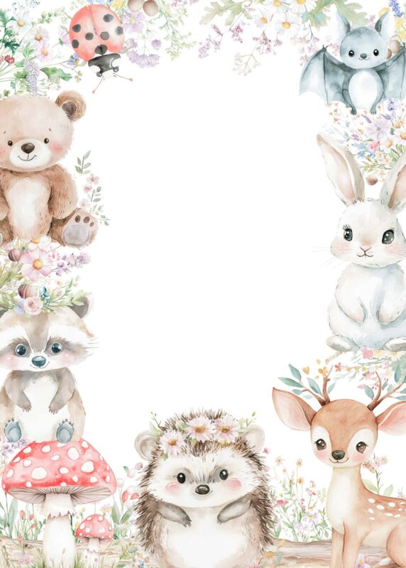 13+ Free Woodland Theme Birthday Invitation Backgrounds Free Woodland Theme Animal Birthday Party Invitations Blank Background Download Template