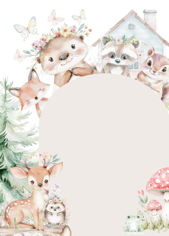 13+ Free Woodland Theme Birthday Invitation Backgrounds Free Woodland Theme Animal Birthday Party Invitations Blank Background Download Template