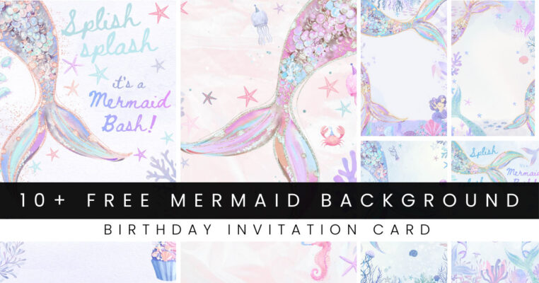 Free Mermaid Birthday Party Invitations Background Blank Card Templates