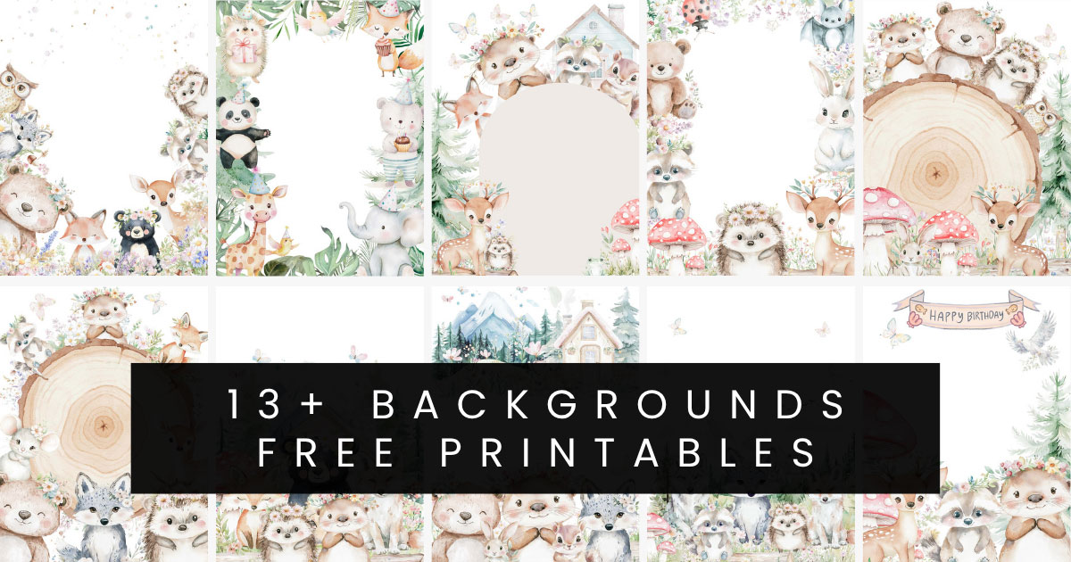 Free Woodland Theme Animal Birthday Party Invitations Blank Background Download Template