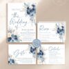 Navy Dusty Blue Wedding Invitation Suite Template | Boho Rustic Rose Pampas Grass Wedding Invite Card Navy Dusty Blue Wedding Invitation Suite Template | Boho Rustic Rose Pampas Grass Wedding Invite Card