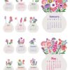 2027 & 2028 Bloom Flowers Printable Floral Desk Calendar DIY | Instant Download (SVG, PNG, PDF) 2027 & 2028 Bloom Flowers Printable Floral Desk Calendar DIY