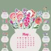 2027 & 2028 Bloom Flowers Printable Floral Desk Calendar DIY | Instant Download (SVG, PNG, PDF) 2027 & 2028 Bloom Flowers Printable Floral Desk Calendar DIY