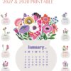 2027 & 2028 Bloom Flowers Printable Floral Desk Calendar DIY | Instant Download (SVG, PNG, PDF) 2027 & 2028 Bloom Flowers Printable Floral Desk Calendar DIY