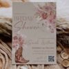 Boho Western Bridal Shower Invitation with QR Code | Cowgirl Boot Muted Terracotta Invite | Rustic Desert Chic Printable Boho Western Bridal Shower Invitation with QR Code | Muted Terracotta Cowgirl Boot Invite, Rustic Desert Chic Printable, Editable Digital Download