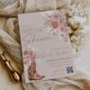 Boho Western Bridal Shower Invitation with QR Code | Cowgirl Boot Muted Terracotta Invite | Rustic Desert Chic Printable Boho Western Bridal Shower Invitation with QR Code | Muted Terracotta Cowgirl Boot Invite, Rustic Desert Chic Printable, Editable Digital Download