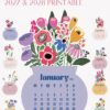 2027 & 2028 Printable Desk Calendar Template | Floral Vase SVG PNG PDF Bundle Flowers Vase Printable Calendar Desk 2027 2028 Template PDF PNG SVG