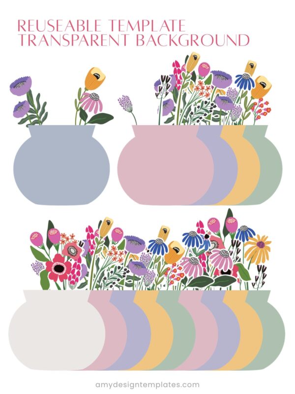 2027 & 2028 Printable Desk Calendar Template | Floral Vase SVG PNG PDF Bundle Flowers Vase Printable Calendar Desk 2027 2028 Template PDF PNG SVG
