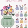 2027 & 2028 Printable Desk Calendar Template | Floral Vase SVG PNG PDF Bundle Flowers Vase Printable Calendar Desk 2027 2028 Template PDF PNG SVG