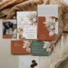 Rustic Western Wedding Invitation Suite Template, Boho Cowboy Boot Wedding Invite Set, Terracotta and Sage Pampas Grass, RSVP, Details, Wishing Well Card, Printable Editable Download