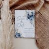 Dusty Blue Save the Date Card Template | Boho Floral Save the Date Wedding Announcement | Pampas Grass Navy Blue Wedding Dusty Blue Save the Date Template, Boho Floral Save the Date, Wedding Announcement, Pampas Grass Navy Blue Wedding, Editable Invitation Printable
