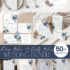 Navy and Dusty Blue Wedding Invitation Bundle | 50+ Editable Boho Stationery Templates Mega Bundle