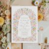 Watercolor Floral Wedding Invitation Template | Editable Garden Wedding Invite | Romantic Pastel Flower Arch Design Vintage