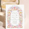 Wildflower Wedding Invitation Template Editable Botanical Garden | Watercolor Floral Arch Wedding Invite Wildflower watercolor wedding invitation with pink roses, peonies, lilies, daisies, botanical greenery, and elegant floral arch design