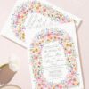 Wildflower Wedding Invitation Template Editable Botanical Garden | Watercolor Floral Arch Wedding Invite Wildflower watercolor wedding invitation with pink roses, peonies, lilies, daisies, botanical greenery, and elegant floral arch design