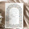 Dusty Blue Roses Floral Wedding Invitation Card | Vintage Rose Arch Wedding Invite Editable Printable Vintage Floral Dusty Blue Rose Frame Wedding Invitation Card Amy Design Templates