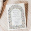Dusty Blue Roses Floral Wedding Invitation Card | Vintage Rose Arch Wedding Invite Editable Printable Vintage Floral Dusty Blue Rose Frame Wedding Invitation Card Amy Design Templates