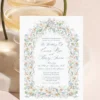 Wildflower Arch Wedding Invitation Template Wildflower Wedding Invitation Template, Dusty Blue Floral Invite Printable, Pastel Flower Arch Wedding Invitation 5x7