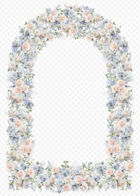 Free PNG Transparent Background Dusty Blue Vintage Floral Wedding Frame