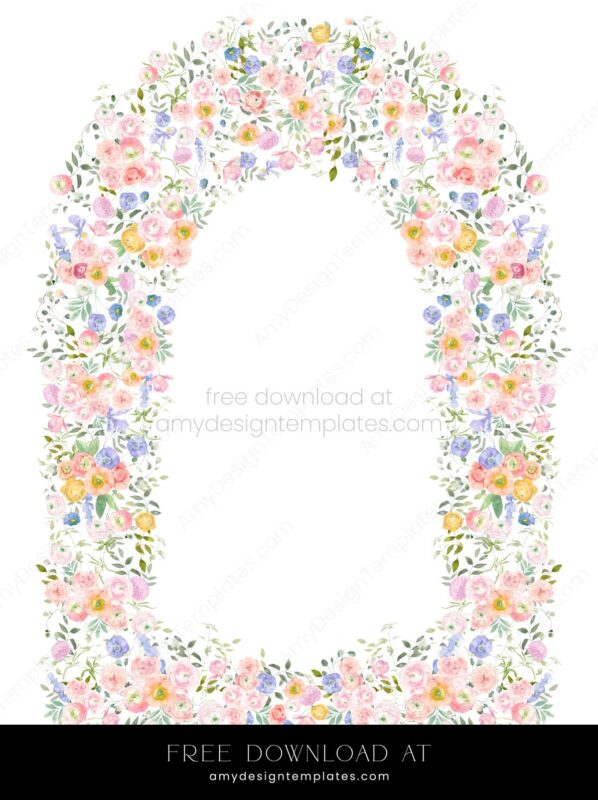Watercolor Pastel Floral Wedding Arch Frame PNG Transparent Background Free Download watercolor pastel floral wedding arch frame png transparent background