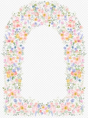 watercolor pastel floral wedding arch frame png transparent background