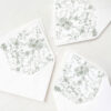 Sage Green Floral Envelope Liner Template | Vintage Toile Wedding Invitation Liner | DIY Euro Flap Square Flap Sage Green Floral Envelope Liner Template Amy Design