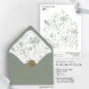 Sage Green Floral Envelope Liner Template | Vintage Toile Wedding Invitation Liner | DIY Euro Flap Square Flap Sage Green Floral Envelope Liner Template Amy Design