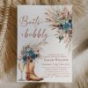 Boots and Bubbly Teal Bridal Shower Invitation Template Printable | Western Cowgirl Boot Pampas Grass Card | Country Champagne Party Invite Boots and Bubbly Bridal Shower Invitation Template Printable | Western Cowgirl Boot Teal Pampas Grass Card | Country Champagne Party Invite