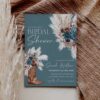 Teal Western Boho Bridal Shower Invitation Template Printable | Country Cowgirl Boot Pampas Grass Invite | Southwestern Moody Party Card