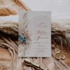 Boho Arch Wedding Invitation Template Printable Teal Terracotta | Pampas Grass Wedding Invite Boho Arch Wedding Invitation Template Printable | Pampas Grass Terracotta Wedding Invite | Editable Double Sided Teal Floral Marriage Card