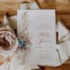 Boho Arch Wedding Invitation Template Printable Teal Terracotta | Pampas Grass Wedding Invite Boho Arch Wedding Invitation Template Printable | Pampas Grass Terracotta Wedding Invite | Editable Double Sided Teal Floral Marriage Card