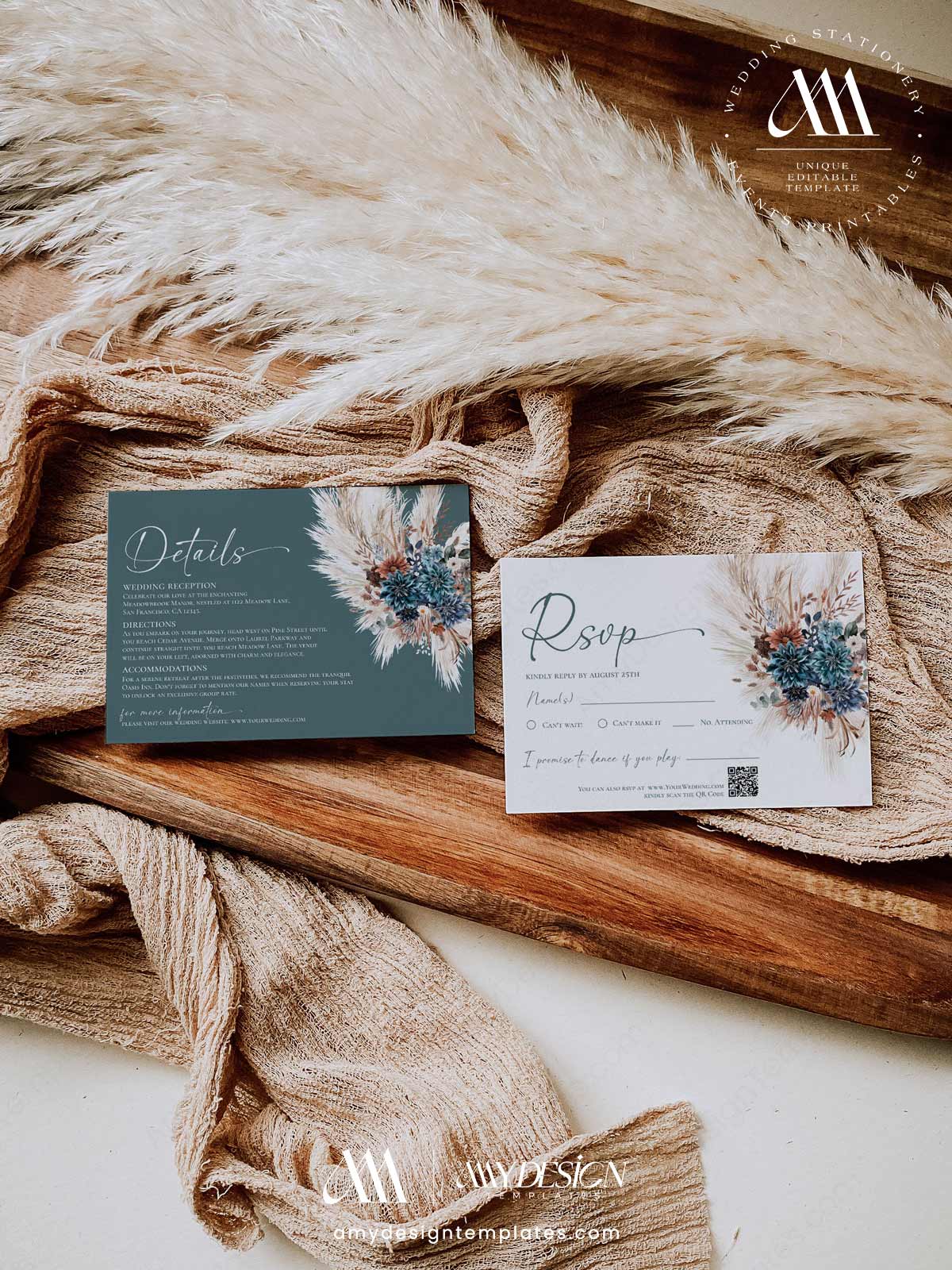 Boho Western Teal Cowboy Boots Wedding Invitation Suite Printable | Pampas Grass Wedding Invite Set | Editable RSVP Details Teal Floral Stationery Bundle Boho Western Wedding Invitation Suite Printable | Cowboy Boots Pampas Grass Wedding Invite Set | Editable RSVP Details Teal Floral Stationery Bundle