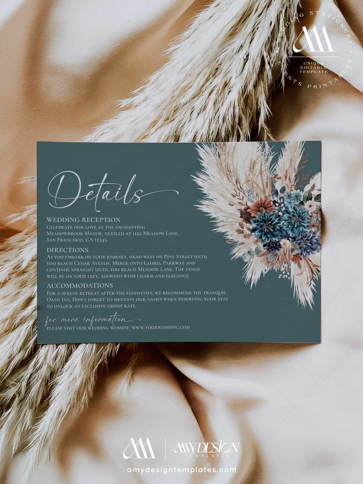 Boho Western Teal Cowboy Boots Wedding Invitation Suite Printable | Pampas Grass Wedding Invite Set | Editable RSVP Details Teal Floral Stationery Bundle Boho Western Wedding Invitation Suite Printable | Cowboy Boots Pampas Grass Wedding Invite Set | Editable RSVP Details Teal Floral Stationery Bundle