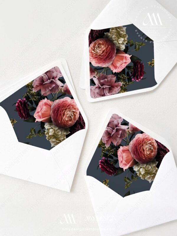 Vintage Moody Flower Envelope Liner Template | DIY Printable Floral Liners | SVG For Cricut PDF | A1 A2 A6 A7 C5 C6 Vintage Floral Envelope Liner Template | DIY Printable Moody Flower Liners | SVG For Cricut, PDF, Corjl Editable Background | A1 A2 A6 A7 C5 C6