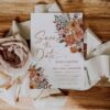 Terracotta Rust Floral Save The Date Card Template Printable | Bohemian Autumn Rose Announcement | Double Sided Photo Wedding Stationery