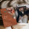 Rust Terracotta Wedding Save The Date Card Card Template | Moody Boho Autumn Marriage Announcement | Warm Earthy Floral Wedding Stationery
