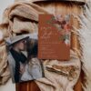 Rust Terracotta Wedding Save The Date Card Card Template | Moody Boho Autumn Marriage Announcement | Warm Earthy Floral Wedding Stationery