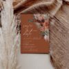 Rust Terracotta Wedding Save The Date Card Card Template | Moody Boho Autumn Marriage Announcement | Warm Earthy Floral Wedding Stationery