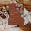 Rust Terracotta Wedding Save The Date Card Card Template | Moody Boho Autumn Marriage Announcement | Warm Earthy Floral Wedding Stationery