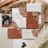 Terracotta Wedding Invitation Suite Template Printable | Rust Autumn Floral Wedding RSVP Card Set | Bohemian Burnt Orange Marriage Terracotta Wedding Invitation Suite Template, Rust Floral RSVP Card, Burnt Orange Marriage Stationery Set, Bohemian Fall Details Insert, Printable Card Template