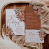Terracotta Wedding Invitation Suite Template Printable | Rust Autumn Floral Wedding RSVP Card Set | Bohemian Burnt Orange Marriage Terracotta Wedding Invitation Suite Template, Rust Floral RSVP Card, Burnt Orange Marriage Stationery Set, Bohemian Fall Details Insert, Printable Card Template