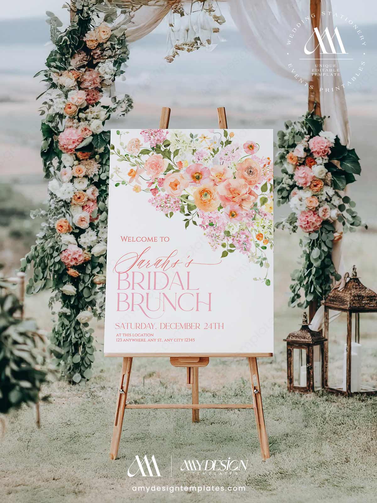Pink Peach Floral Bridal Brunch Welcome Sign Template Printable | Watercolor Spring Flower Bridal Shower Board | Editable Blush Pink Entrance Poster Pink Peach Floral Bridal Brunch Welcome Sign Template Printable | Watercolor Spring Flower Bridal Shower Board | Editable Blush Pink Entrance Poster