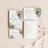 Navy Blue Sunflower Wedding Invitation Suite Template Printable | Rustic Country Floral Details Card Set | Slate Blue Rose Marriage Invite Navy Blue Sunflower Wedding Invitation Suite Template Printable | Rustic Country Floral Details Card Set | Slate Blue Rose Marriage Invite